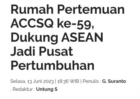 Indonesia Tuan Rumah Pertemuan ACCSQ ke-59, Dukung ASEAN sebagai Pusat Pertumbuhan