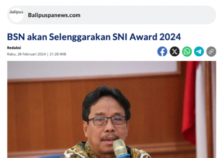 BSN akan Selenggarakan SNI Award 2024
