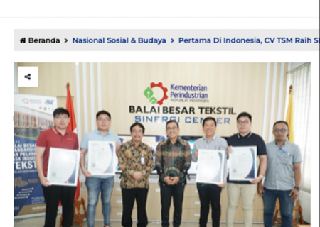 Pertama di Indonesia, CV TSM Raih SPPT SNI Produk Kaus Kaki