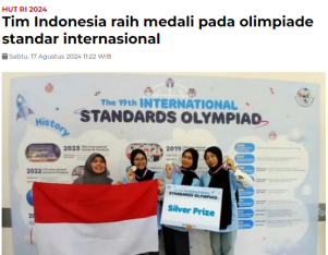 Tim Indonesia raih medali pada olimpiade standar internasional