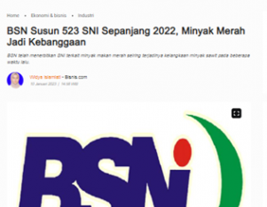 BSN Susun 523 SNI Sepanjang 2022, Minyak Merah Jadi Kebanggaan 