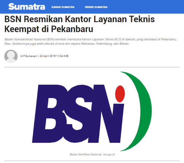 BSN  Resmikan KLT Keempat di Pekabaru