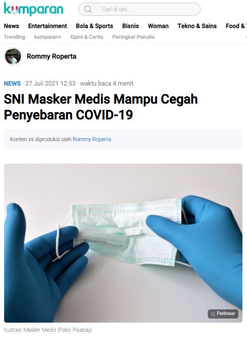 SNI Masker Medis Mampu Cegah Penyebaran COVID 19 BSN Badan