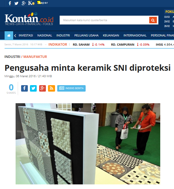 Pengusaha minta keramik  SNI  diproteksi BSN Badan 